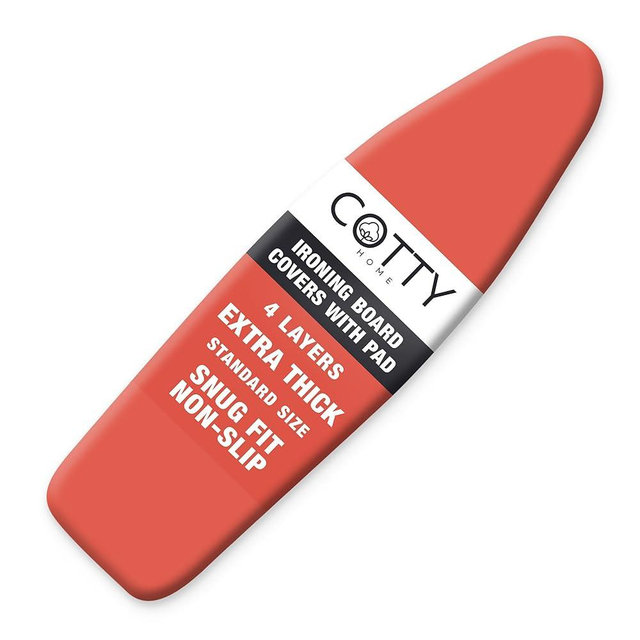 COTTY HOME Extra Thick Ironing Board Covers with Pad Standard Size 15x54, Heat Reflective Full Scorch Resistant Padding, Snug Fit Non-Slip Nose Pocket Fastener Straps Elastic Edges, Orange