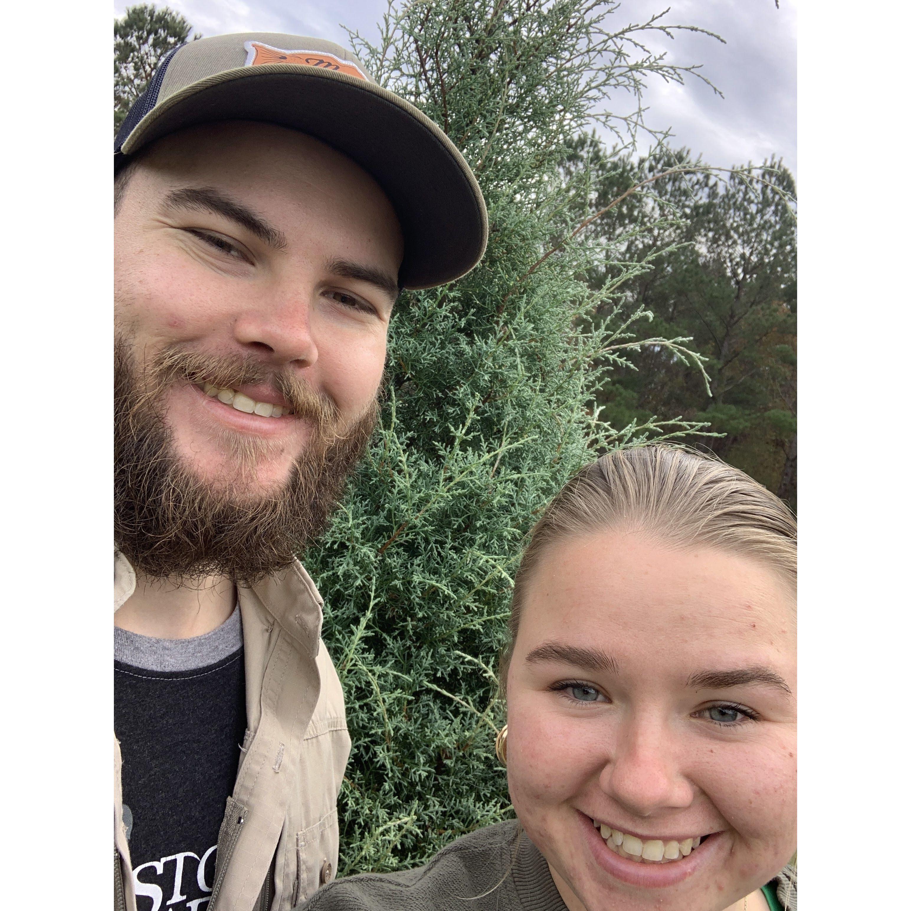 Cutting down our first Christmas tree together!