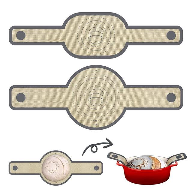 Silicone Bread Sling Oval and Round-Non Stick & Easy Clean sourdough silicone bread sling Reusable bread mat for dutch oven with Long Handles to transfer Sourdough, Grey