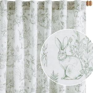 Sage Green Woodland Linen Curtains- 96 Inches Long