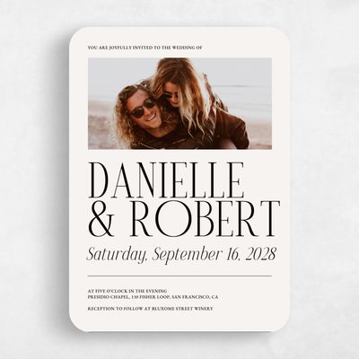 Beige Rounded Wedding Invitation - Jaden Photo