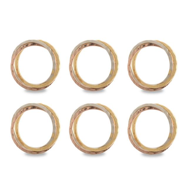 DII Decorative Basic Intertwined Napkin Ring Set, Tri-Color, 6 Piece