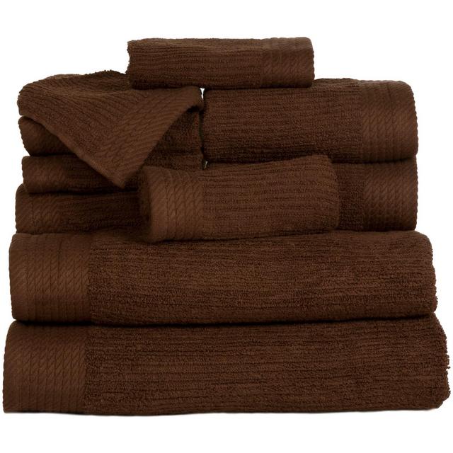 Solid Bath Towels And Washcloths 10pc Chocolate - Yorkshire Home
