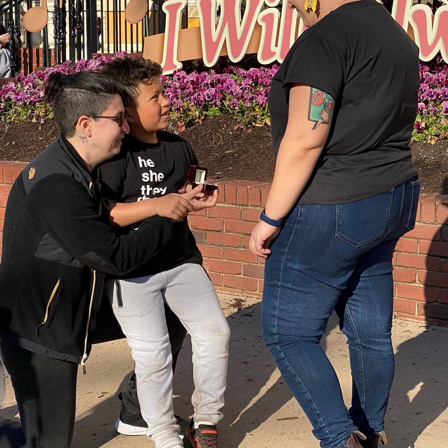 Elissa and Eli popped the question in front of our parents at Dollywood in March 2023