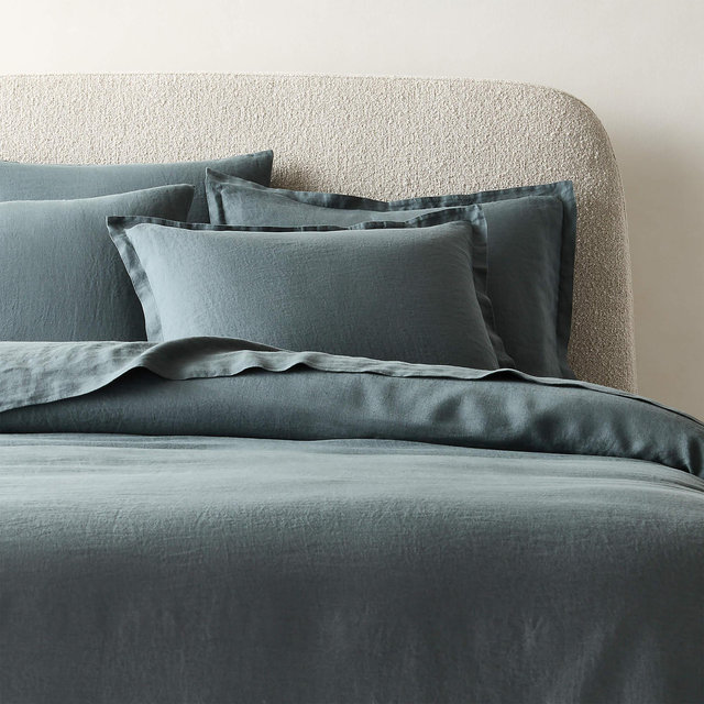 Classic EUROPEAN FLAX-Certified Linen Faded Teal Full/Queen Duvet Cover