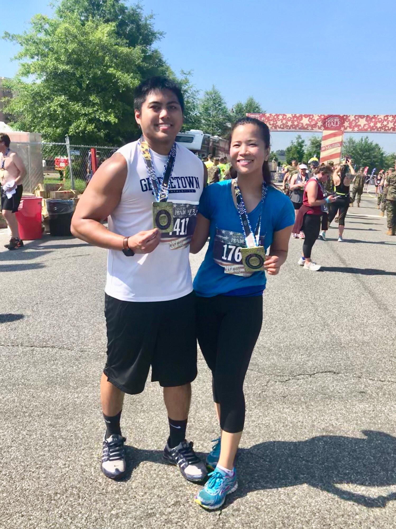 What a trooper! Tim finished his first half marathon! :) if we can suffer through this, we can go through anything! hehehe. He thought I said "wanna go for a RUM?" :)