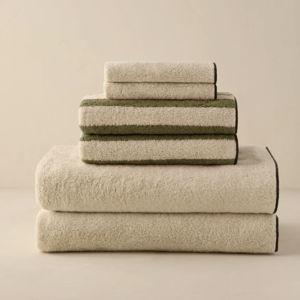 Enzo Organic Cotton Towel Mixed Set by Sarah Sherman Samuel - Ivory/Matcha