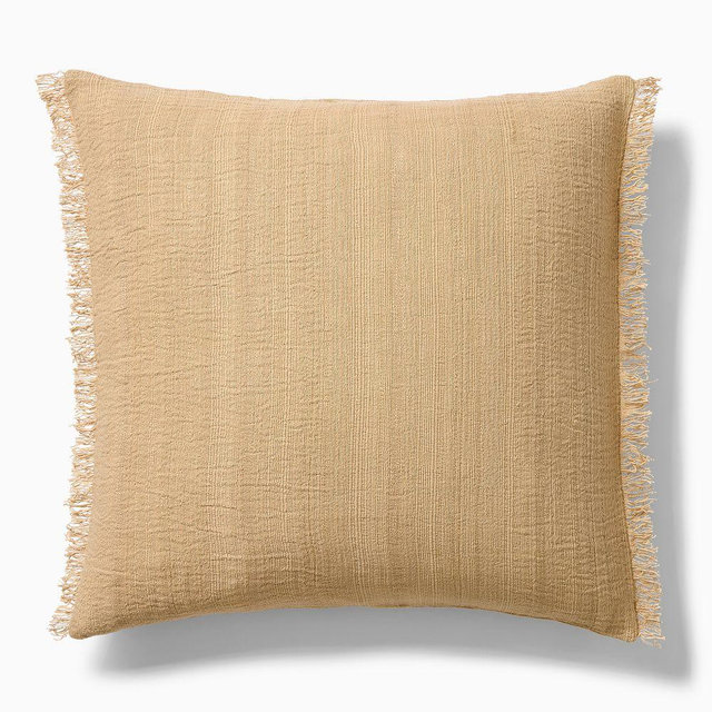 Textured Fringe Pillow Cover, 24x24, Camel