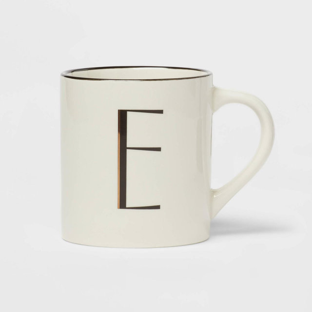 16oz Stoneware Monogram E Mug Ivory - Threshold™