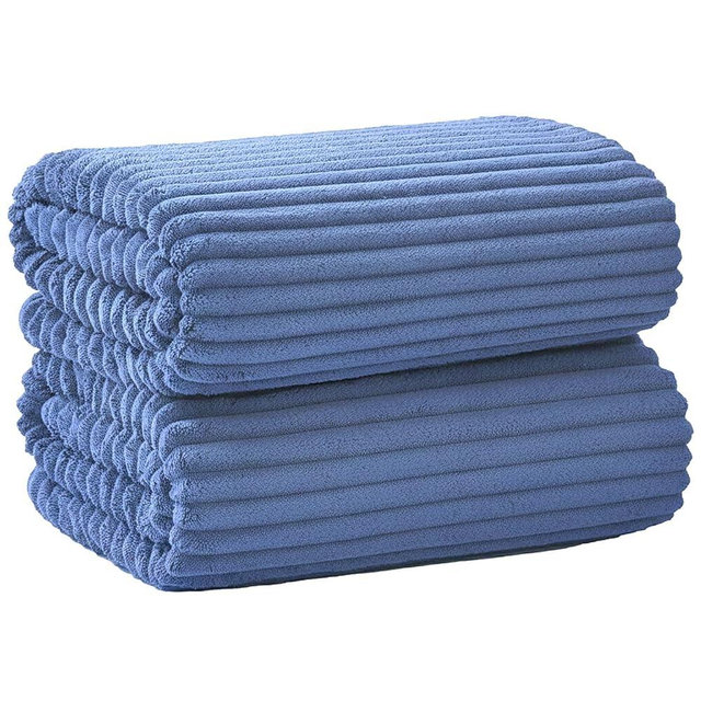 NALIVO Oversized Bath Sheets 40x80 Inches Extra Large Bath Towels for Adults Super Soft Quick Dry Highly Absobent Microfiber Shower Towels for Bathroom, Pool, Gym, Yoga Towel (Blue, 2Piece)