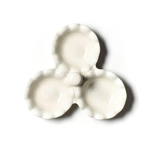 Coton Colors Signature White Ruffle Three Bowl Server