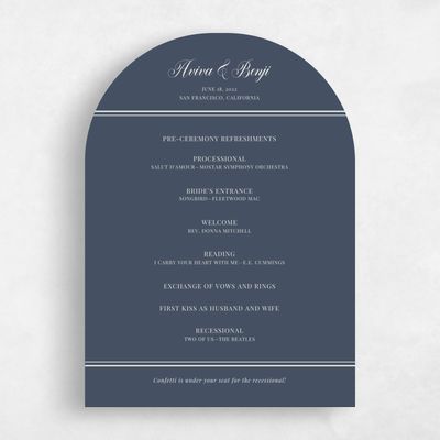 Blue Arch Wedding Program - Stauffer