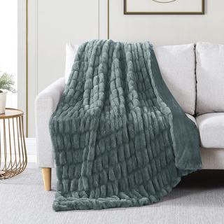Telluride Luxury Faux Fur Ruched Throw