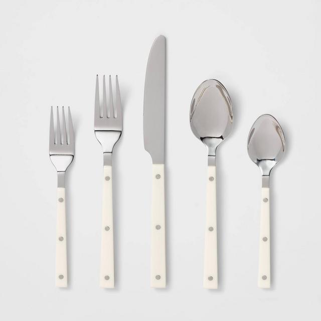 20pc Stainless Steel Burlington Silverware Set Cream - Threshold™