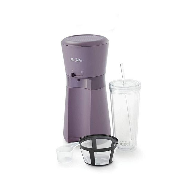 Mr Coffee Iced Coffee Maker with Reusable Tumbler and Coffee Filter Lavender