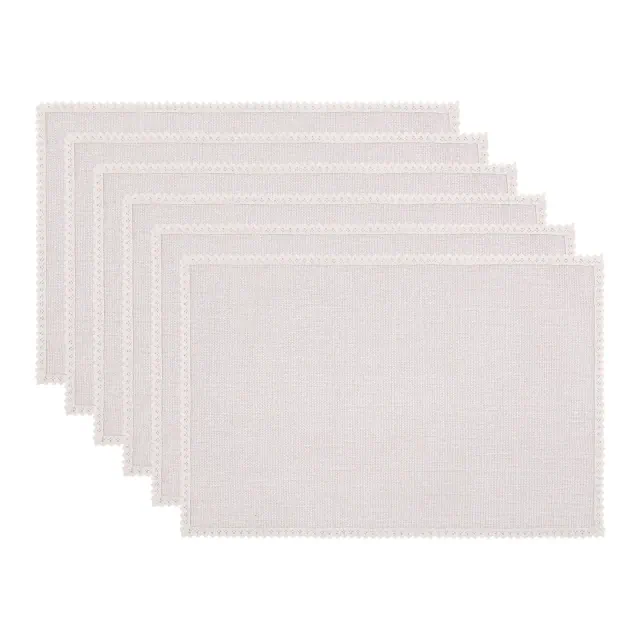REGALWOVEN Farmhouse Placemats Set of 6 Cotton and Linen Placemats for Dining Table Decor Indoor Outdoor WashableTable Mat Light Gray