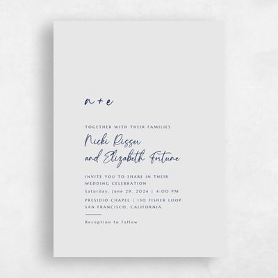 Light Gray, Grey Wedding Invitation - Mondelli Portrait