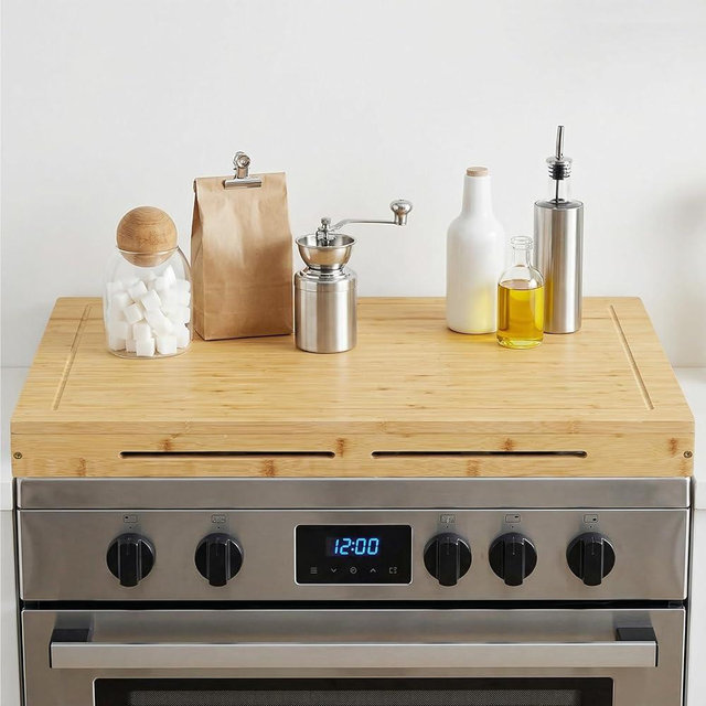HOOBRO Bamboo Stove Top Cover, Noodle Board Stove Cover, Stove Top Cover Board for 30”x22” Electric Stove, Gas Burners, Stove Cover Cutting Board for Kitchen, Sink, Oven, Natural YL77TL01