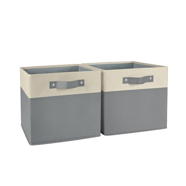 2pc Kids' 10.5" Two-Toned Folding Storage Bin Set Gray - RiverRidge Home