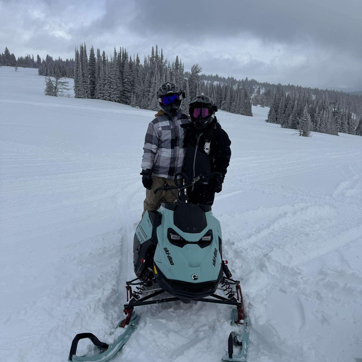 Bae Lei took Trayce snowmobiling! He rode the fancy FreeRide
