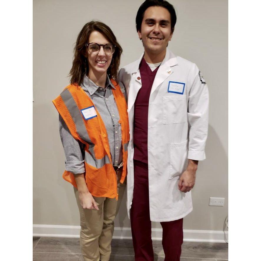 Happy topsy turvey Halloween from Brooklyn the engineer and Pedro the nurse.