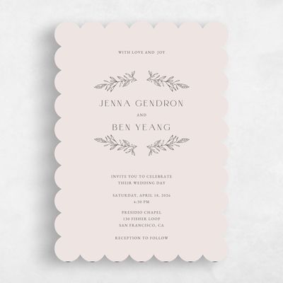 Brown Scalloped Wedding Invitation - Phippsburg Classic