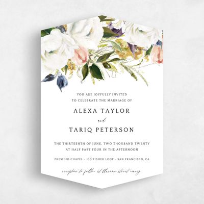 White Diamond Wedding Invitation - Octavia Portrait