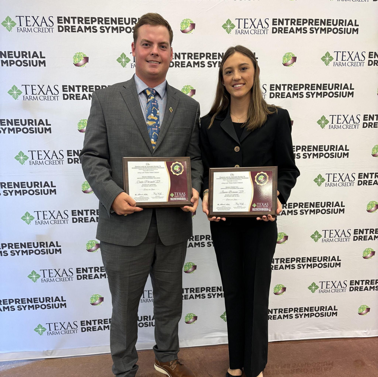 We met in AGEC 424 and at the end of the course we won the male and female “executive presence” award.