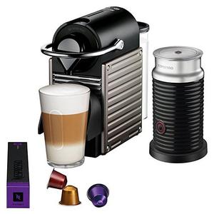 Nespresso Pixie Espresso Machine by Breville with Aeroccino, Titan