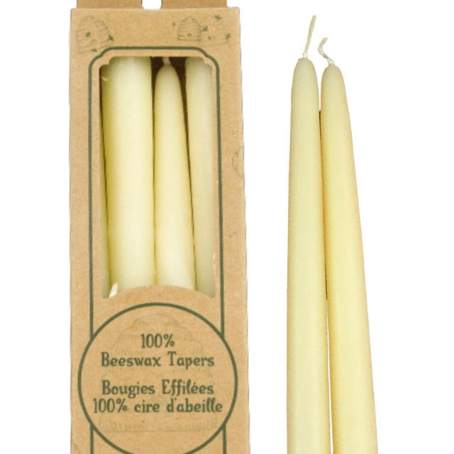 Hand-Dipped 100% Beeswax Taper Candles (4-Pack)
