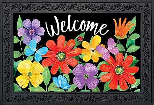 Whimsy Flowers Spring Doormat Indoor Outdoor 18" x 30" Briarwood Lane