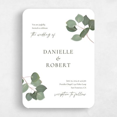 White Rounded Wedding Invitation - Bransford Portrait