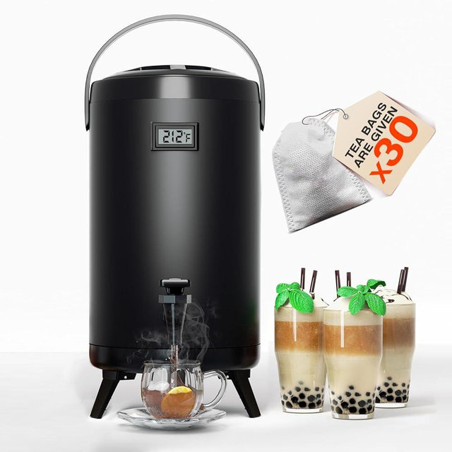 Nalison Insulated Beverage Dispenser-NON HEATING-75 Cup Hot Drink Beverage for Catering-Stainless Steel Hot Beverage Dispenser 12 L/3.2 Gallon Hot Coffee Dispenser with Spigot for tea,Juice (black)