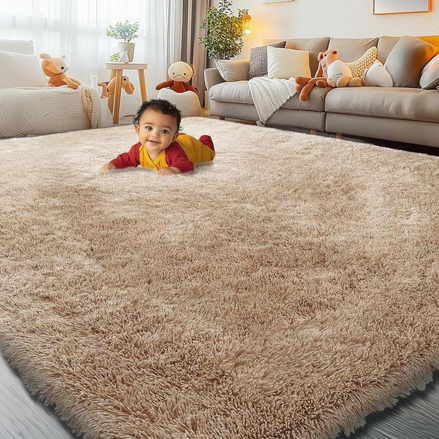 8x10 Area Rugs for Living Room Bedroom, Large Area Rug Shaggy Carpet Soft Plush Furry Bedside Rug, Rugs for Home Decor (Beige, 8 x 10)