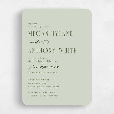 Green Rounded Wedding Invitation - Uzes Type