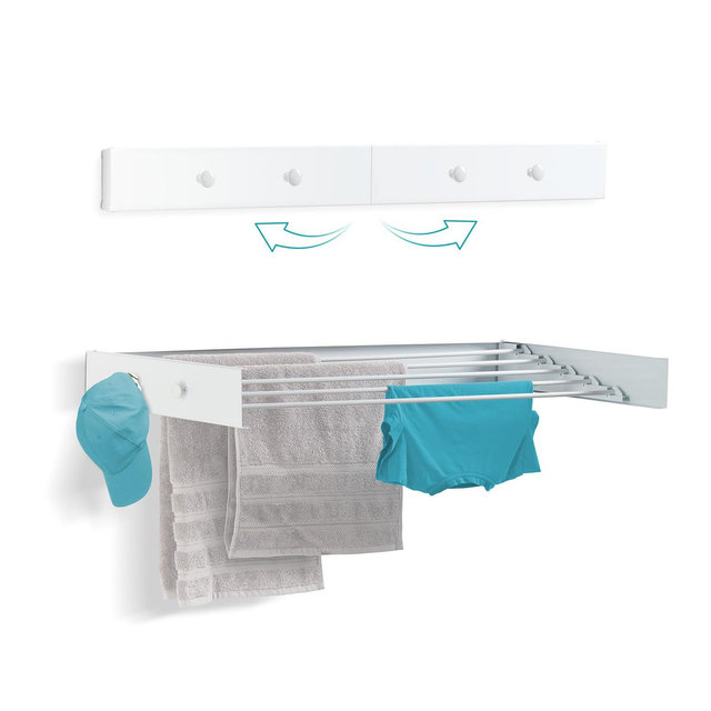 Ivation Retractable Wall Mounted Clothes Drying Rack - 40" Foldable Laundry Drying Rack for Clothing
