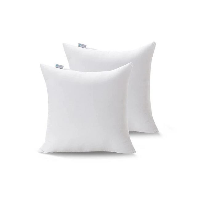 Acanva Decorative Throw Pillow Inserts for Sofa, Bed, Couch and Chair, Square Euro Sham Form Stuffer with Premium Polyester Microfiber, White, 2 Count