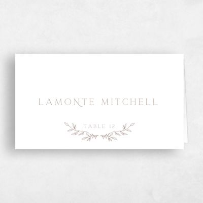 Rich Taupe, Brown Wedding Place Card - Rhys