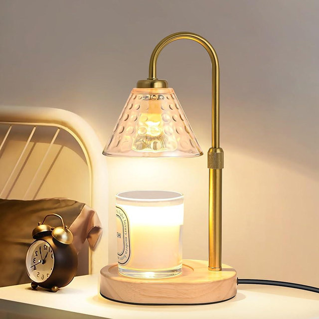 EUAONYA Candle Warmer Lamp,Candle Warmer lamp with Timer & Dimmer Candle Warmer,Candle Lamp Warmer Warmer Vintage Glass Shade with 2 * 50W Bulbs for Home Decor(Glazed Gold)