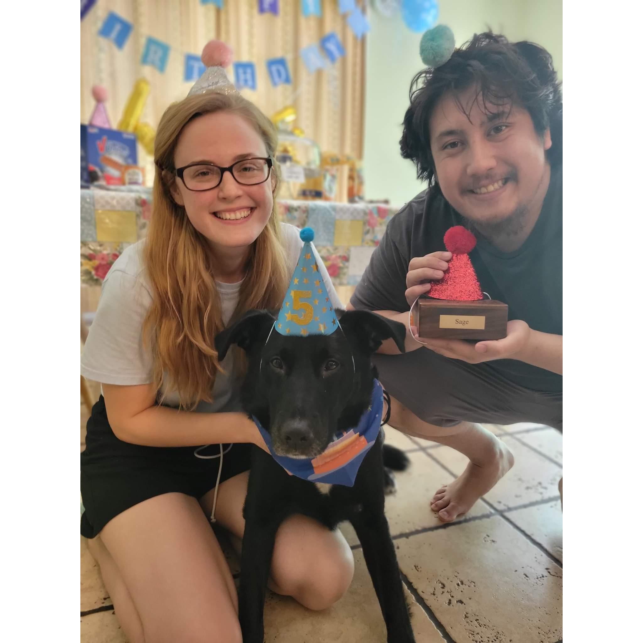 Our pups first birthday, without his best friend sage. -07.26.22
