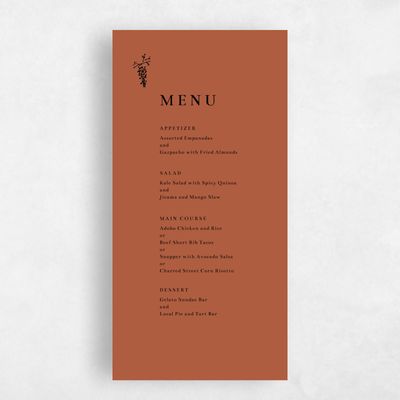 Burnt Orange Wedding Menu - Rue
