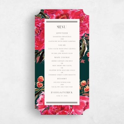 Green Ticket Wedding Menu - Waverly