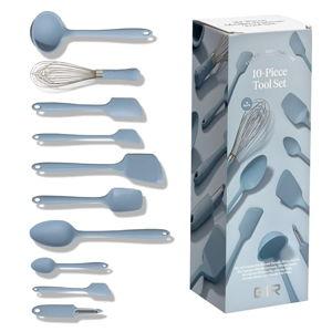 GIR: Get It Right 10-Piece Spatula Set & Silicone Utensils for Kitchen - Slate - Heat Resistant to 425°F - Dishwasher Friendly - Includes Ladle, Whisk, Potato Peeler & Kitchen Spoons