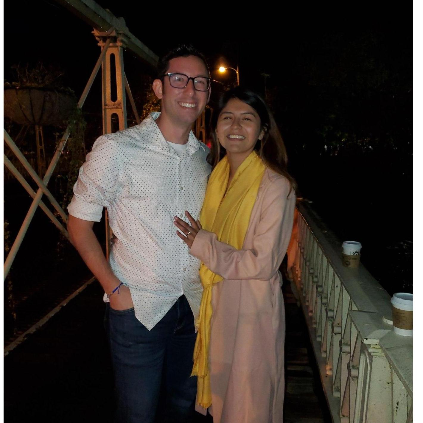 After the initial shock, a quick picture of the newly engaged couple!