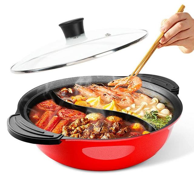 LP Electric Dual Sided Shabu Shabu Divider Hot Pot with Burner and