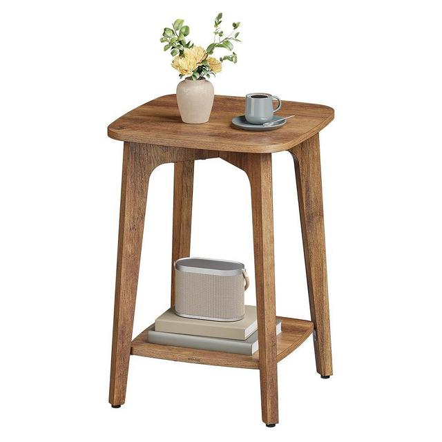 VASAGLE Side Table, Small Square End Table with Lower Shelf, Nightstand for Small Spaces, Living Room, Bedroom, Honey Brown ULET236K01