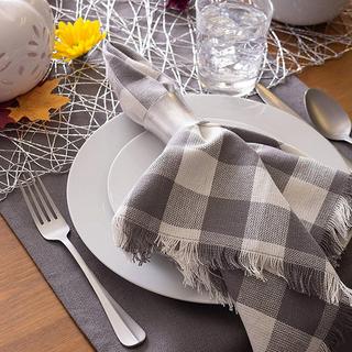 Heavyweight Check Fringed Napkin, Set of 6
