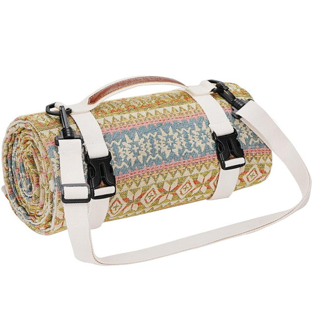 Picnic Blankets Outdoor Extra Large-Waterproof Picnic Blanket with Shoulder Carry Strap | Machine Washable Picnic Mat with Sandproof Backing for Park , Grass, Camping, Hiking, Concerts (Yellow)