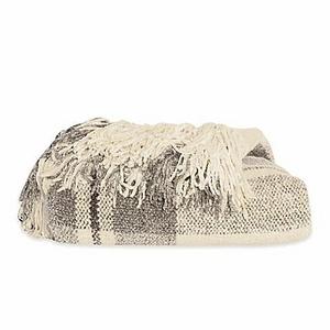 Chenille Hanging Plaid Throw Blanket in Tan