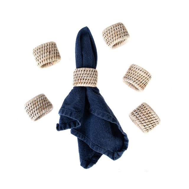 Artifacts Trading Company Rattan 6-Piece Oval Napkin Ring Set